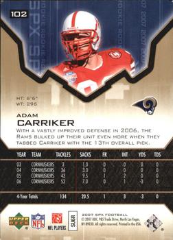 2007 SPx - Gold Rookies #102 Adam Carriker Back