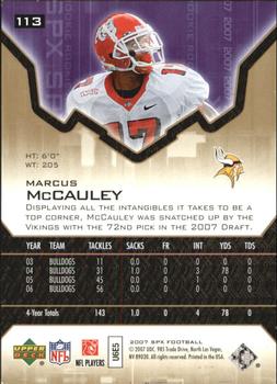 2007 SPx - Gold Rookies #113 Marcus McCauley Back