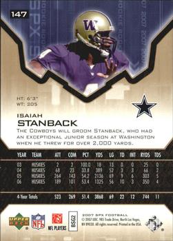 2007 SPx - Gold Rookies #147 Isaiah Stanback Back