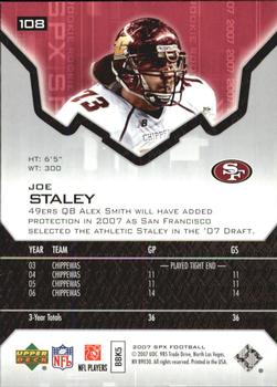 2007 SPx - Silver Holofoil Rookies #108 Joe Staley Back