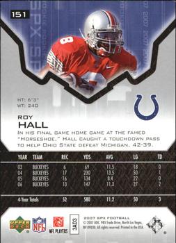 2007 SPx - Silver Holofoil Rookies #151 Roy Hall Back