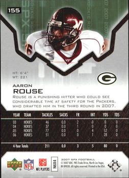 2007 SPx - Silver Holofoil Rookies #155 Aaron Rouse Back