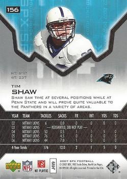 2007 SPx - Silver Holofoil Rookies #156 Tim Shaw Back