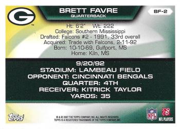 2007 Topps - Brett Favre Collection #BF-2 Brett Favre Back