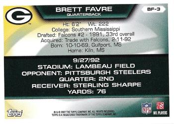 2007 Topps - Brett Favre Collection #BF-3 Brett Favre Back