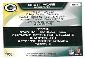 2007 Topps - Brett Favre Collection #BF-4 Brett Favre Back