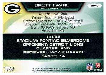 2007 Topps - Brett Favre Collection #BF-7 Brett Favre Back