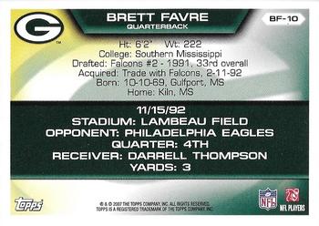 2007 Topps - Brett Favre Collection #BF-10 Brett Favre Back