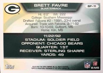 2007 Topps - Brett Favre Collection #BF-11 Brett Favre Back