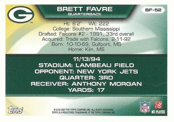 2007 Topps - Brett Favre Collection #BF-52 Brett Favre Back