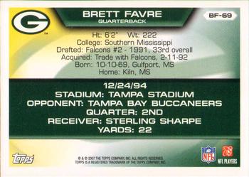 2007 Topps - Brett Favre Collection #BF-69 Brett Favre Back