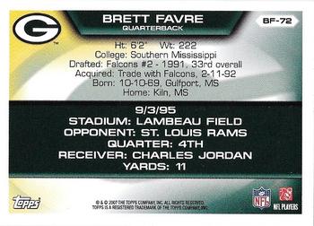 2007 Topps - Brett Favre Collection #BF-72 Brett Favre Back
