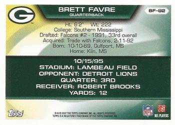 2007 Topps - Brett Favre Collection #BF-82 Brett Favre Back