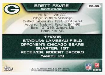 2007 Topps - Brett Favre Collection #BF-89 Brett Favre Back