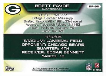 2007 Topps - Brett Favre Collection #BF-92 Brett Favre Back
