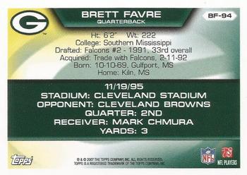 2007 Topps - Brett Favre Collection #BF-94 Brett Favre Back