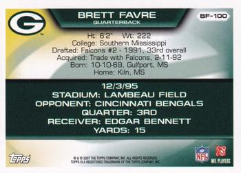 2007 Topps - Brett Favre Collection #BF-100 Brett Favre Back
