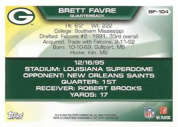2007 Topps - Brett Favre Collection #BF-104 Brett Favre Back