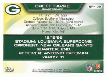 2007 Topps - Brett Favre Collection #BF-106 Brett Favre Back
