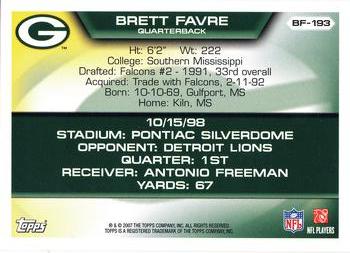 2007 Topps - Brett Favre Collection #BF-193 Brett Favre Back