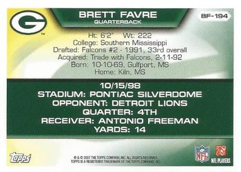 2007 Topps - Brett Favre Collection #BF-194 Brett Favre Back