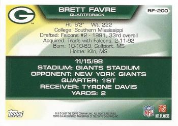 2007 Topps - Brett Favre Collection #BF-200 Brett Favre Back