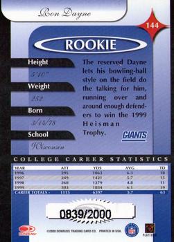 2000 Donruss Elite #144 Ron Dayne Back