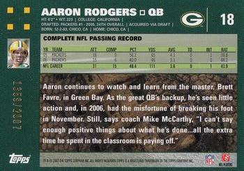 2007 Topps - Copper #18 Aaron Rodgers Back