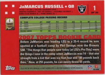 2007 Topps - Exclusive Rookies #1 JaMarcus Russell Back