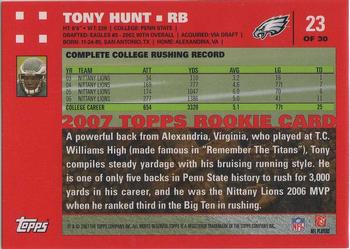 2007 Topps - Exclusive Rookies #23 Tony Hunt Back