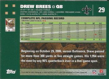 2007 Topps - First Edition #29 Drew Brees Back