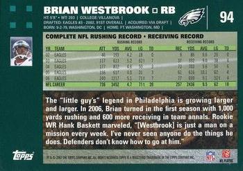 2007 Topps - First Edition #94 Brian Westbrook Back