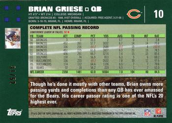 2007 Topps - Gold #10 Brian Griese Back