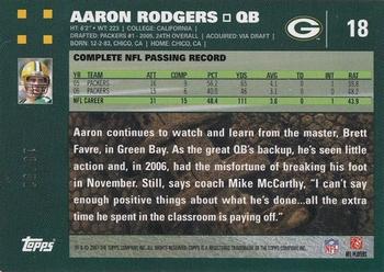 2007 Topps - Gold #18 Aaron Rodgers Back