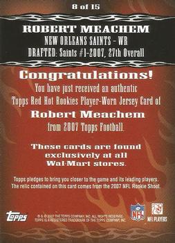 2007 Topps - Red Hot Rookies Jerseys #8 Robert Meachem Back