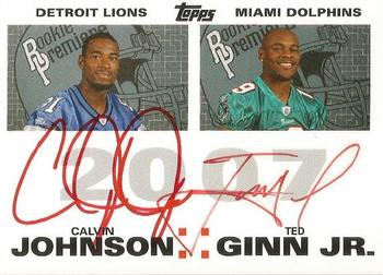 2007 Topps - Rookie Premiere Autographs Quads Red Ink #JBGM Calvin Johnson / Ted Ginn Jr. / Dwayne Bowe / Robert Meachem Front