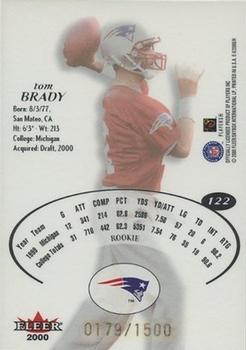 2000 Fleer E-X #122 Tom Brady Back