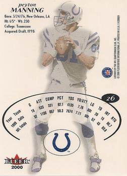 2000 Fleer E-X #26 Peyton Manning Back