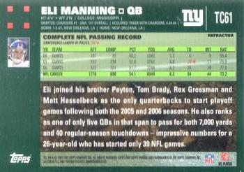 2007 Topps Chrome - Blue Refractors #TC61 Eli Manning Back