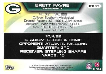 2007 Topps Chrome - Brett Favre Collection #BFC-BF5 Brett Favre Back
