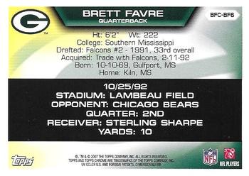 2007 Topps Chrome - Brett Favre Collection #BFC-BF6 Brett Favre Back