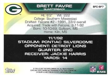 2007 Topps Chrome - Brett Favre Collection #BFC-BF7 Brett Favre Back