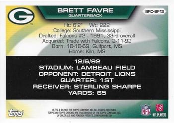 2007 Topps Chrome - Brett Favre Collection #BFC-BF13 Brett Favre Back