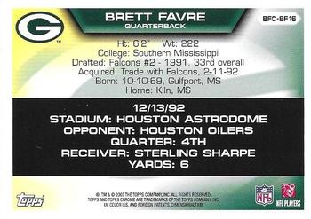 2007 Topps Chrome - Brett Favre Collection #BFC-BF16 Brett Favre Back