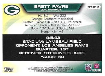2007 Topps Chrome - Brett Favre Collection #BFC-BF19 Brett Favre Back