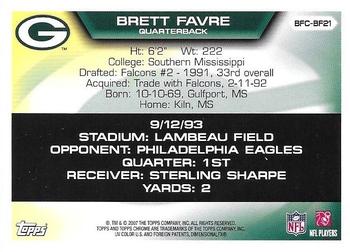 2007 Topps Chrome - Brett Favre Collection #BFC-BF21 Brett Favre Back