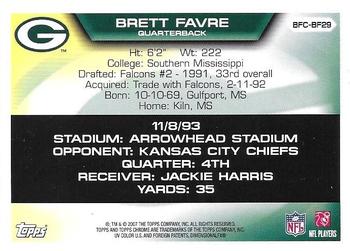 2007 Topps Chrome - Brett Favre Collection #BFC-BF29 Brett Favre Back