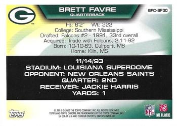 2007 Topps Chrome - Brett Favre Collection #BFC-BF30 Brett Favre Back
