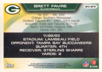2007 Topps Chrome - Brett Favre Collection #BFC-BF31 Brett Favre Back
