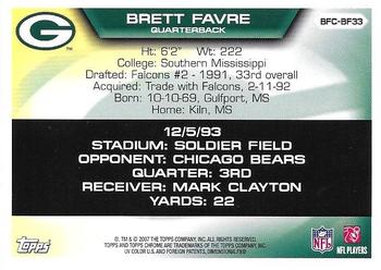 2007 Topps Chrome - Brett Favre Collection #BFC-BF33 Brett Favre Back
